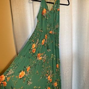 Teal floral dress